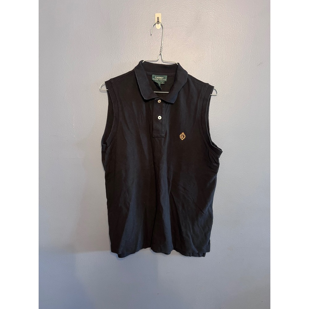 Women's Lauren‎ Ralph Lauren Sleeveless Polo Black W Crest SZ XL Tennis Golfing